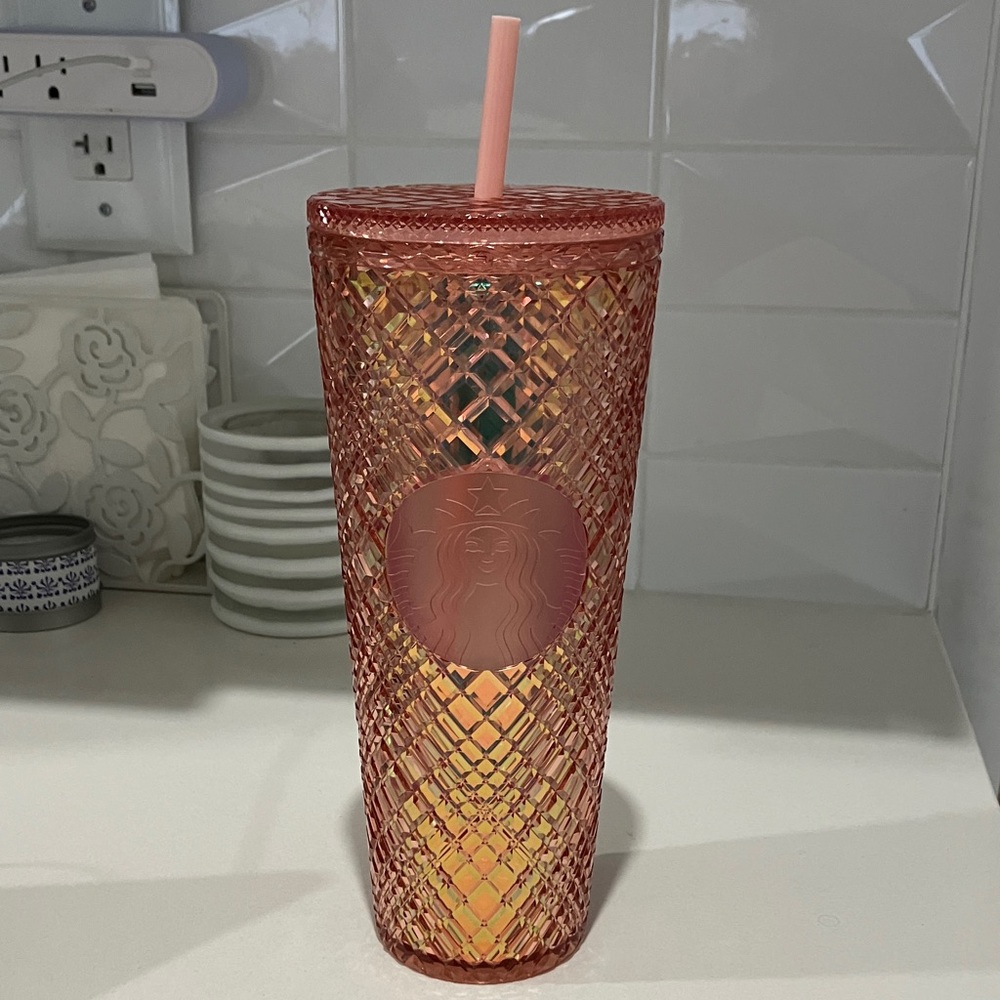 Starbucks , 24 ounce / 710ml Textured Rose Tumbler with Straw